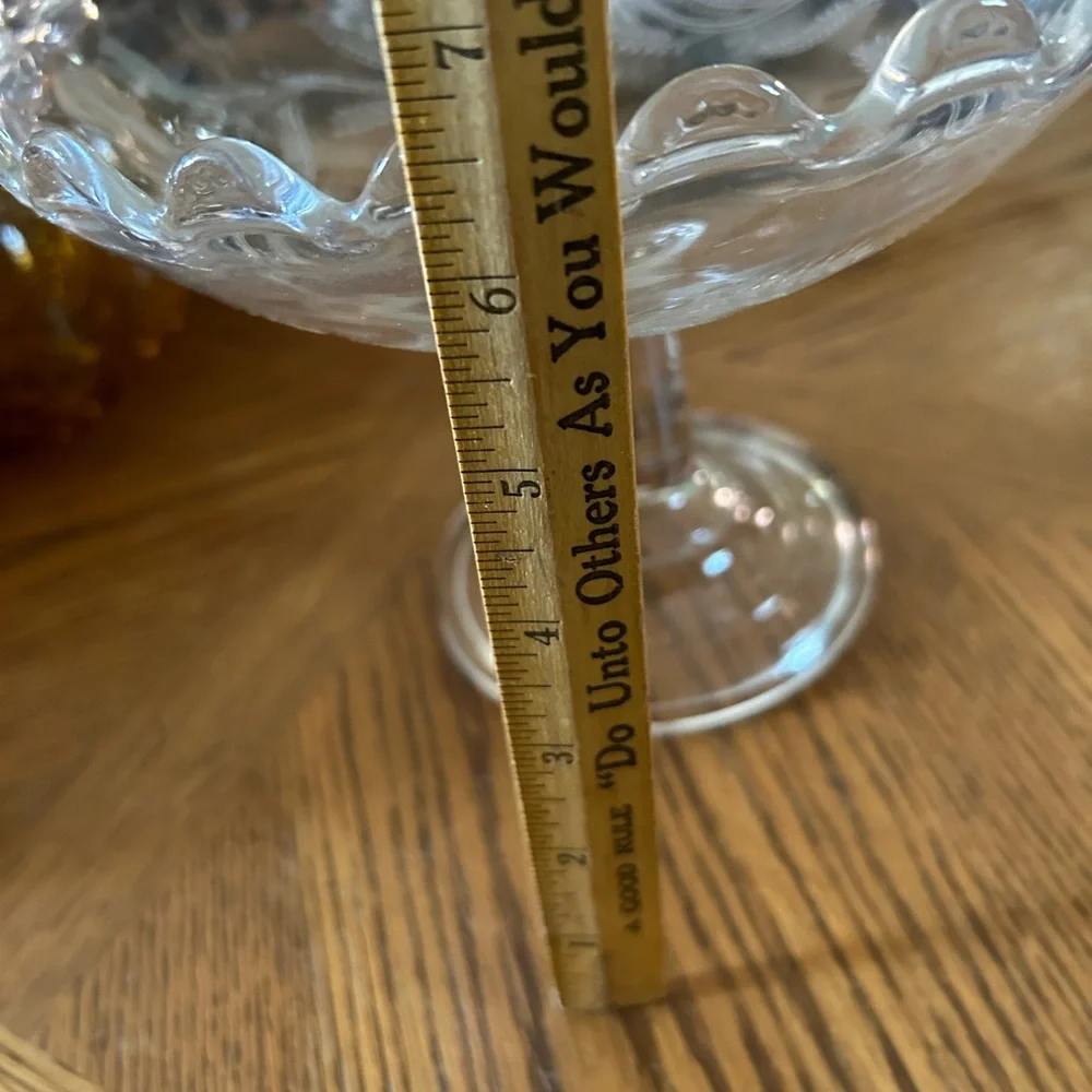 Antique Engraved Glass Footed Compote
